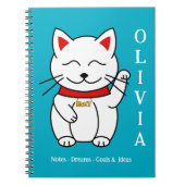 Schattige Lucky Cat Tekening Gepersonaliseerd Noti Notitieboek (Voorkant)