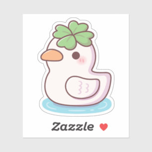 Schattige Lucky Ducky Vierbladige Klaver Sticker