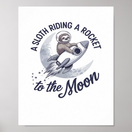 Schattige Luiaard Astronaut Riding Poster (Voorkant)