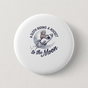 Schattige Luiaard Astronaut Riding Ronde Button 5,7 Cm