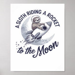 Schattige Luiaard Astronaut Rijdt Poster