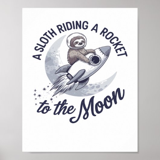 Schattige Luiaard Astronaut Rijdt Poster (Voorkant)