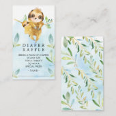 Schattige luiaard Baby shower luier Raffle Ticket Informatiekaartje (Voorkant / Achterkant)