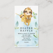 Schattige luiaard Baby shower luier Raffle Ticket Informatiekaartje (Voorkant)