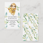 Schattige luiaard Baby shower luier Raffle Ticket Informatiekaartje (Voorkant / Achterkant)