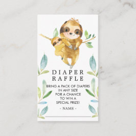 Schattige luiaard Baby shower luier Raffle Ticket Informatiekaartje