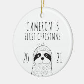 Schattige luiaard baby's eerste kerstfeest zwart w keramisch ornament (Links)