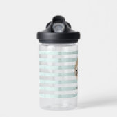 Schattige luiaard blauwe strepen | Monogram Waterfles (Voorkant)