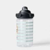 Schattige luiaard blauwe strepen | Monogram Waterfles (Achterkant)