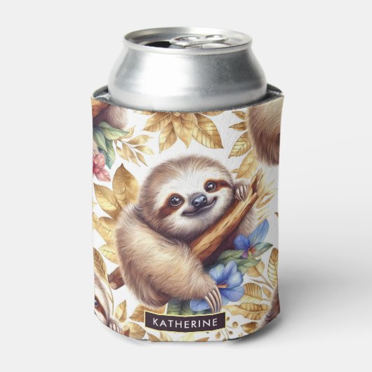  Schattige luiaard Blikjeskoeler (Blikje Voorkant)