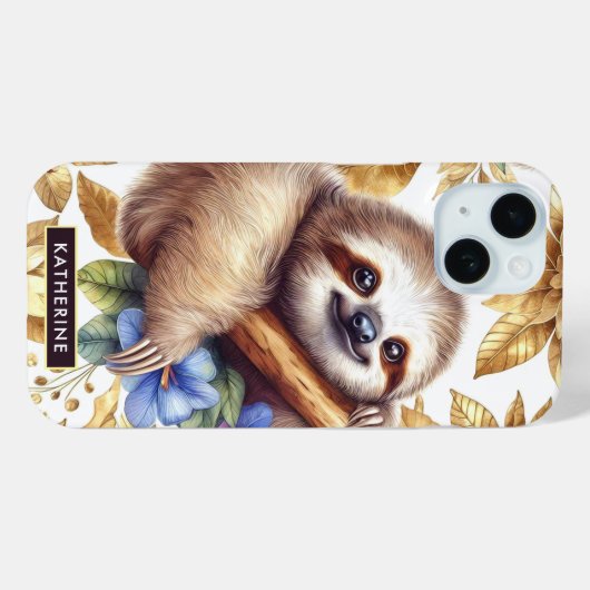 Schattige luiaard Case-Mate iPhone Case (Achterkant (horizontaal))