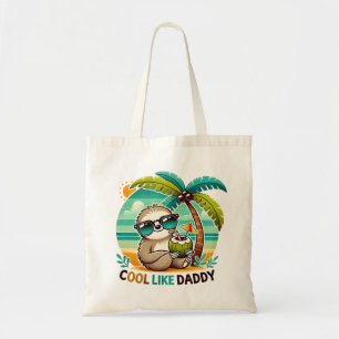 Schattige luiaard Cool als papa onder palmboom Tote Bag