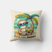 Schattige luiaard Cool Like Daddy onder palmboom Kussen (Achterkant)