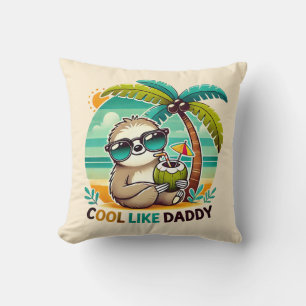 Schattige luiaard Cool Like Daddy onder palmboom Kussen