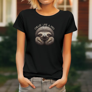 Schattige luiaard die als een pro chillt t-shirt
