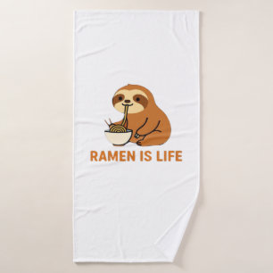 Schattige luiaard die Ramen eet � Grappig ontwerp Badhanddoek