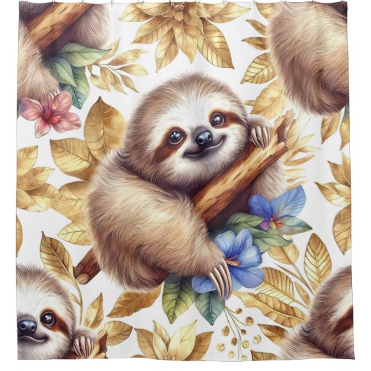  Schattige luiaard Douchegordijn (Voorkant)