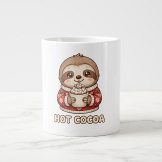 Schattige luiaard drinkt warme chocolademelk Kerst Grote Koffiekop