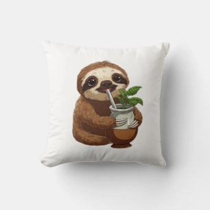 Schattige luiaard drinkt Yerba Mate � Schattig Kaw Kussen
