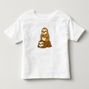Schattige luiaard eet banaan op lui luiaard grappi kinder shirts