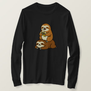 Schattige luiaard eet banaan op lui luiaard grappi t-shirt