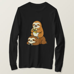 Schattige luiaard eet banaan op lui luiaard grappi t-shirt