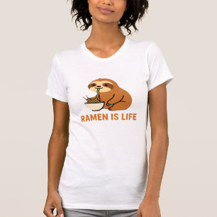 Schattige luiaard eet Ramen � Grappig Noedel liefh T-shirt