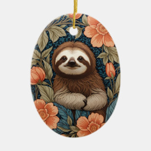 Schattige Luiaard Elegante Bloem William Morris Ge Keramisch Ornament