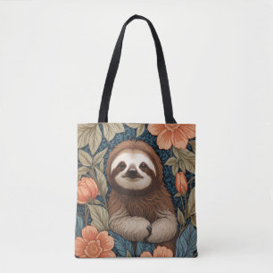 Schattige Luiaard Elegante Bloem William Morris Ge Tote Bag