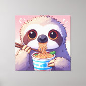 Schattige luiaard eten Ramen Canvas Afdruk (Voorkant)