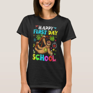 Schattige Luiaard Gelukkige Eerste Dag Op School L T-shirt