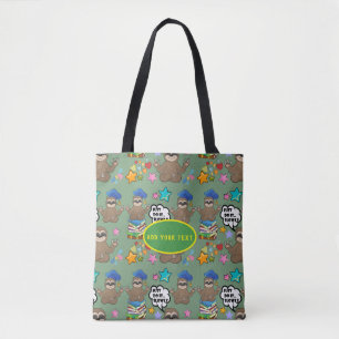 Schattige Luiaard Groene Patroon Grappige Doe Het Tote Bag