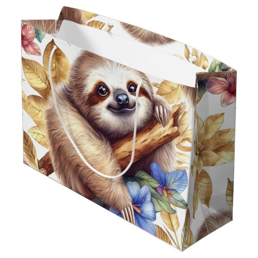 Schattige luiaard Groot Cadeauzakje (Achterkant Gekanteld)