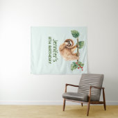 Schattige luiaard hangend ondersteboven waterverf  wandkleed (In Situ (horizontaal))