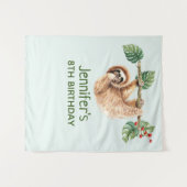 Schattige luiaard hangend ondersteboven waterverf  wandkleed (Voorkant (horizontaal))