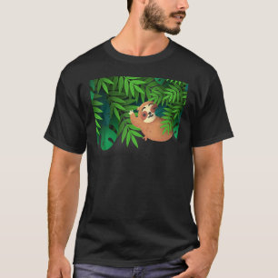 Schattige luiaard hangt rond in een tropisch bos i t-shirt