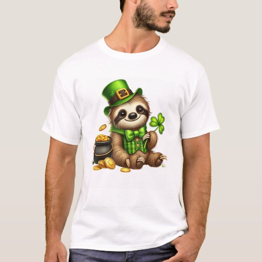 Schattige Luiaard Kabouter St. Patrick's Day Jonge T-shirt (Voorkant)