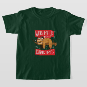 Schattige luiaard maak me wakker als het Kerstmis T-shirt