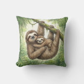Schattige luiaard mama en baby jungle dieren  kussen (Voorkant)