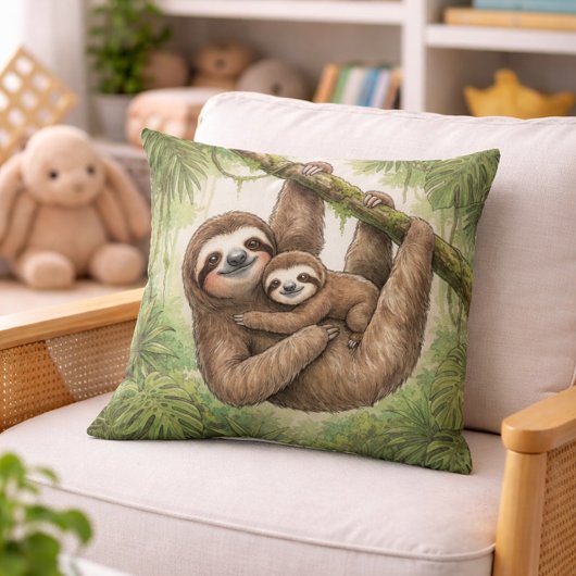 Schattige luiaard mama en baby jungle dieren  kussen