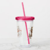 Schattige luiaard met bloemaccenten acryl drinkbeker (Links)