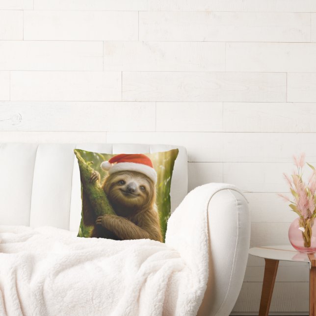 Schattige luiaard met een kerstmuts kussen (Bank)