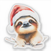 Schattige luiaard met een kerstmuts sticker (Voorkant)