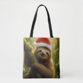 Schattige luiaard met een kerstmuts tote bag (Voorkant)