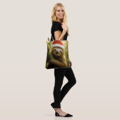 Schattige luiaard met een kerstmuts tote bag (Op model)