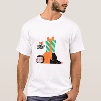 Schattige luiaard met kerstcadeau vakantiedesign t-shirt