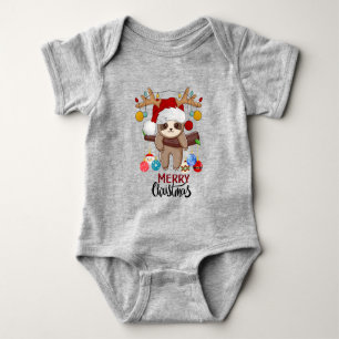 Schattige luiaard met kerstmuts, kerstverlichting romper
