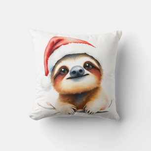 Schattige luiaard met kerstmuts kussen