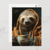 Schattige luiaard met koffie briefkaart (Voorkant / Achterkant)