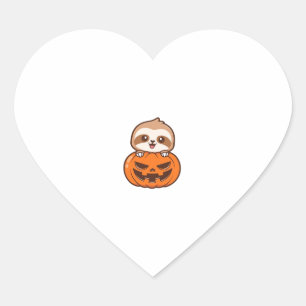 Schattige luiaard met pompoen Halloween-cartoon Ve Hart Sticker